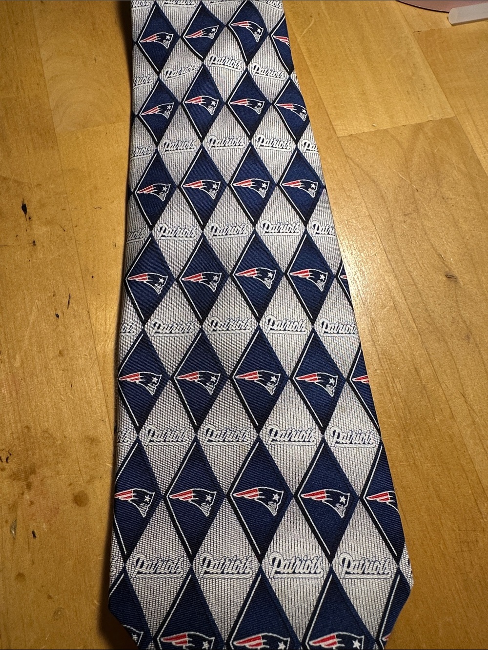 NFL Navy and Gray Patriots Diamond Logo Tie